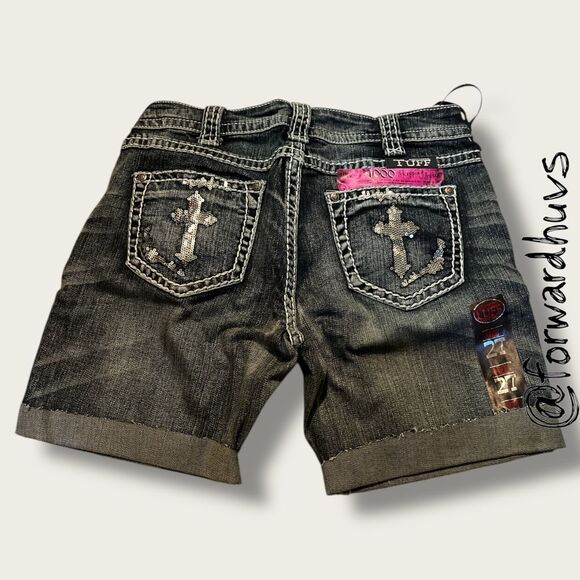 Cowgirl Tuff Crosses Shimmer Shorts Size 27 - Picture 3 of 9